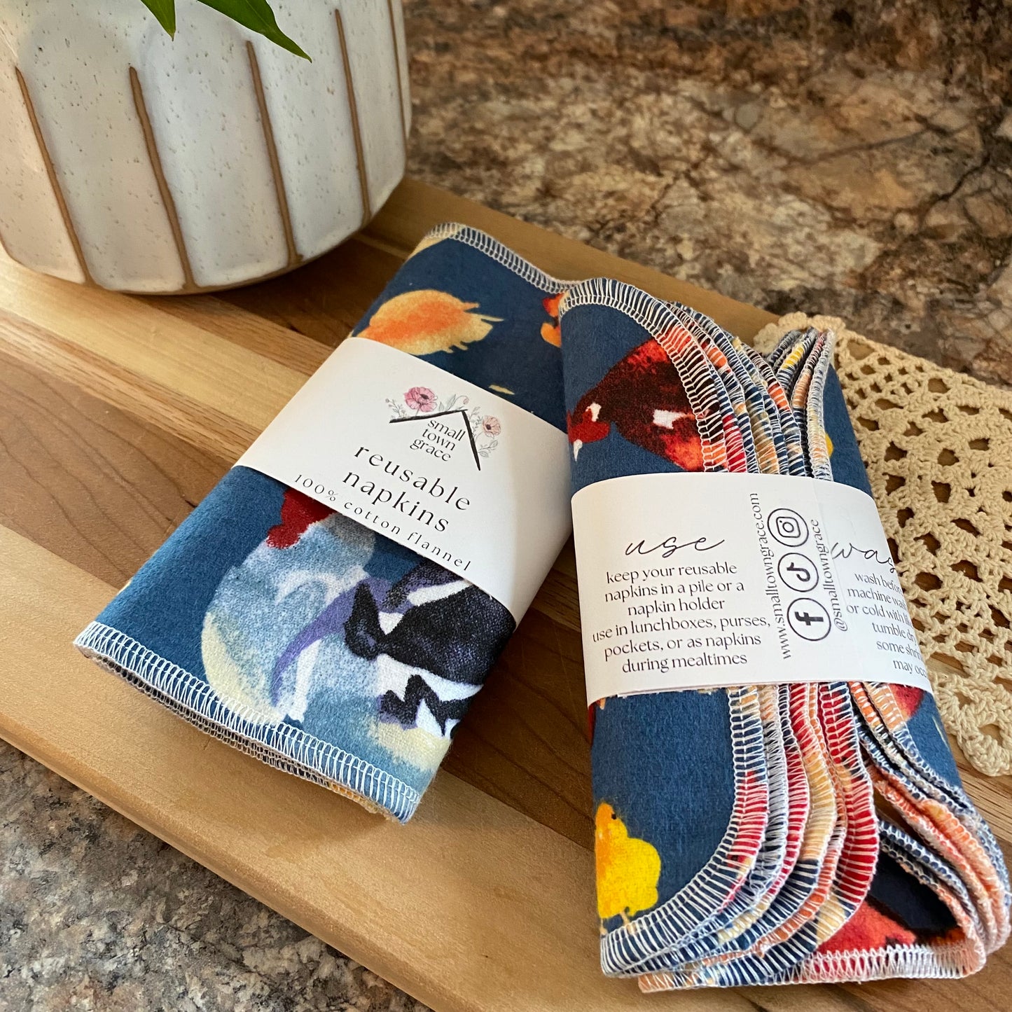 Watercolor Chickens Reusable Napkins