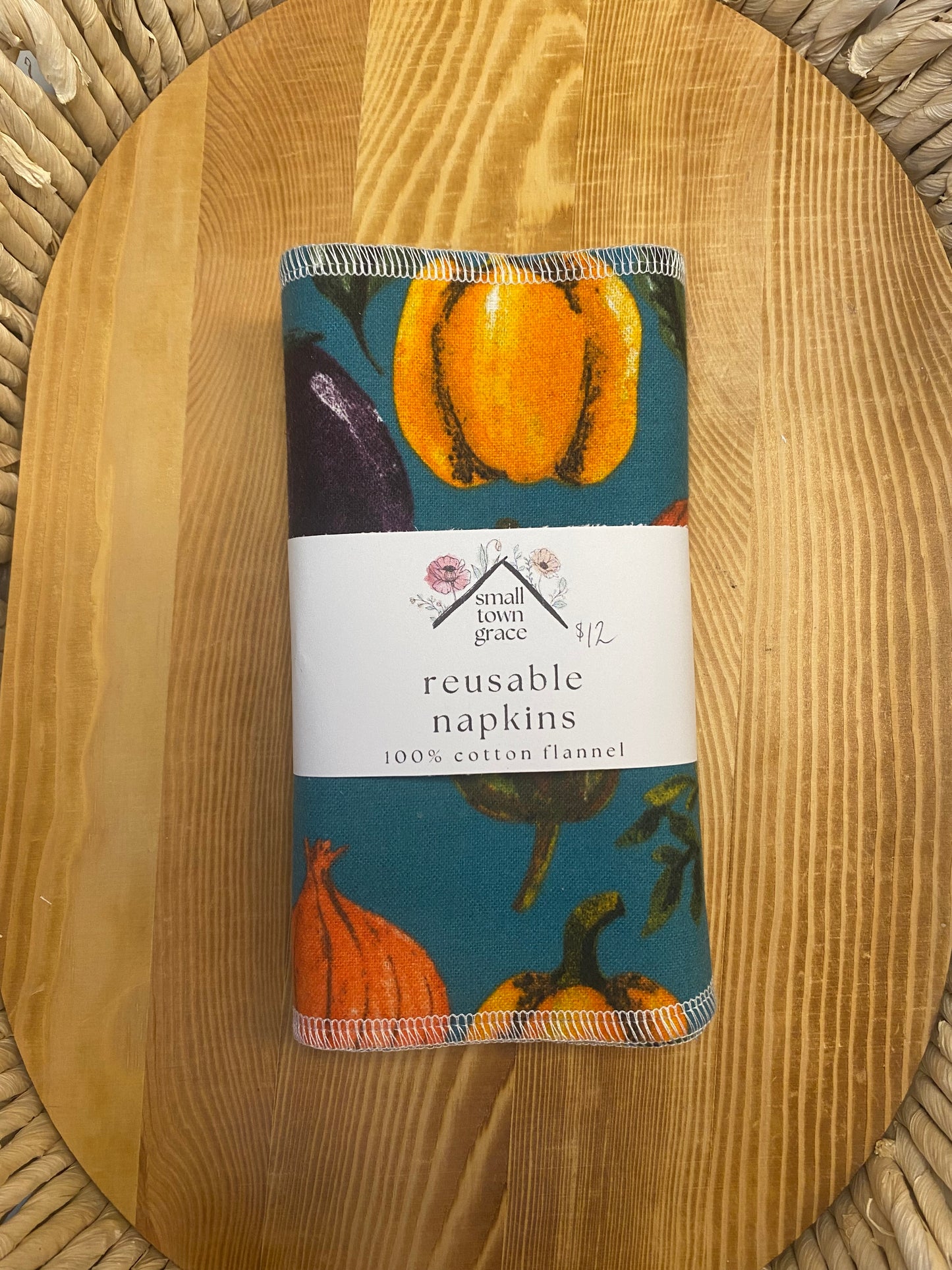 Teal Veggies Reusable Napkins