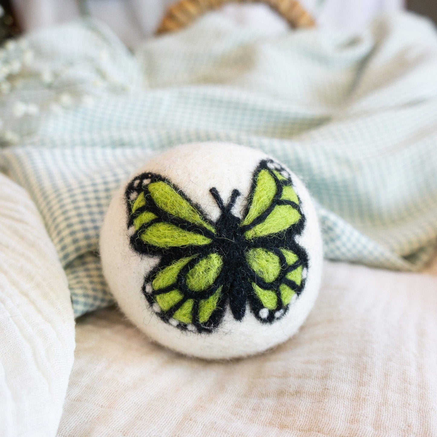 Rainbow Monarch Butterfly Wool Dryer Ball