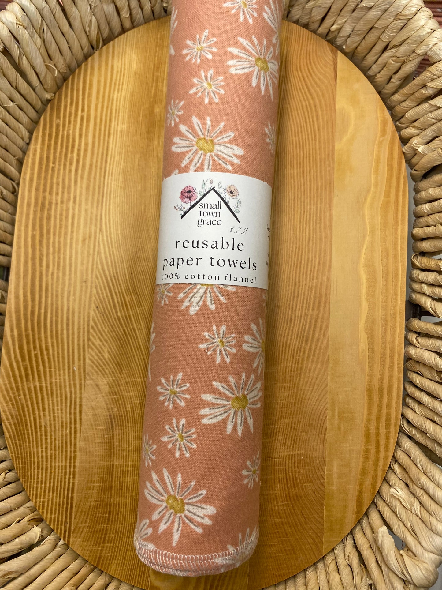 Pink & White Flowers Reusable Paper Towels