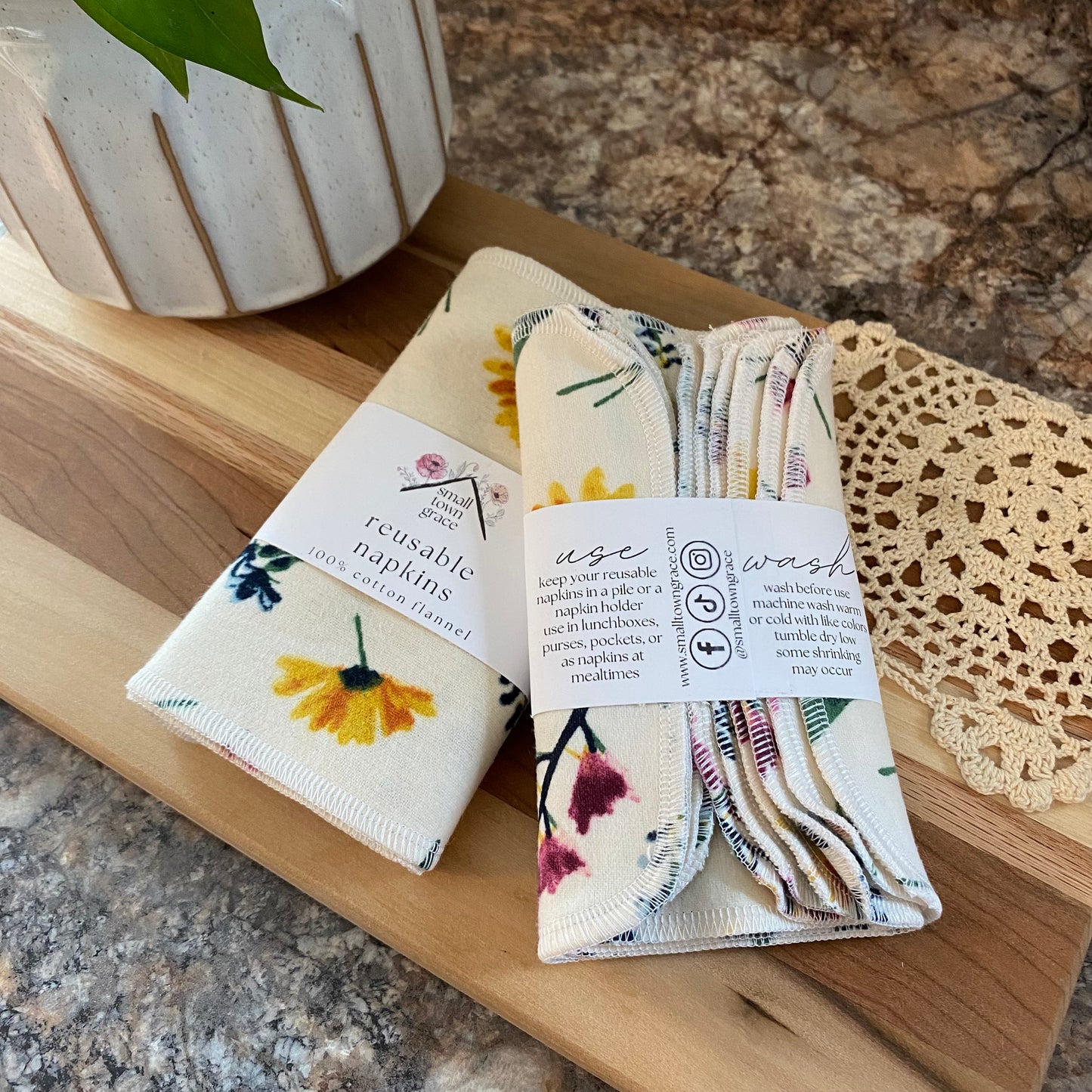 Pressed Flowers Reusable Napkins