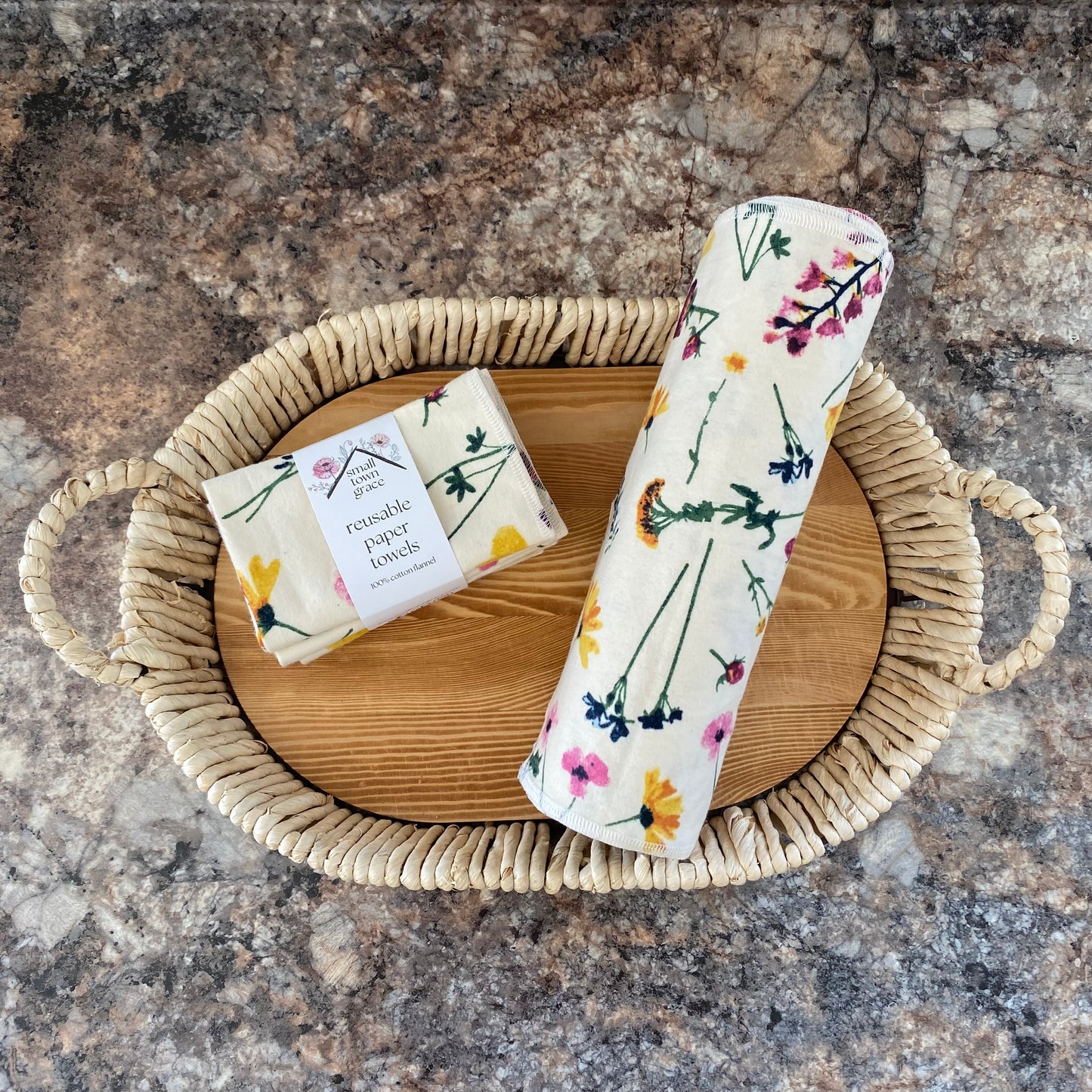 Pressed Flowers Reusable Paper Towels