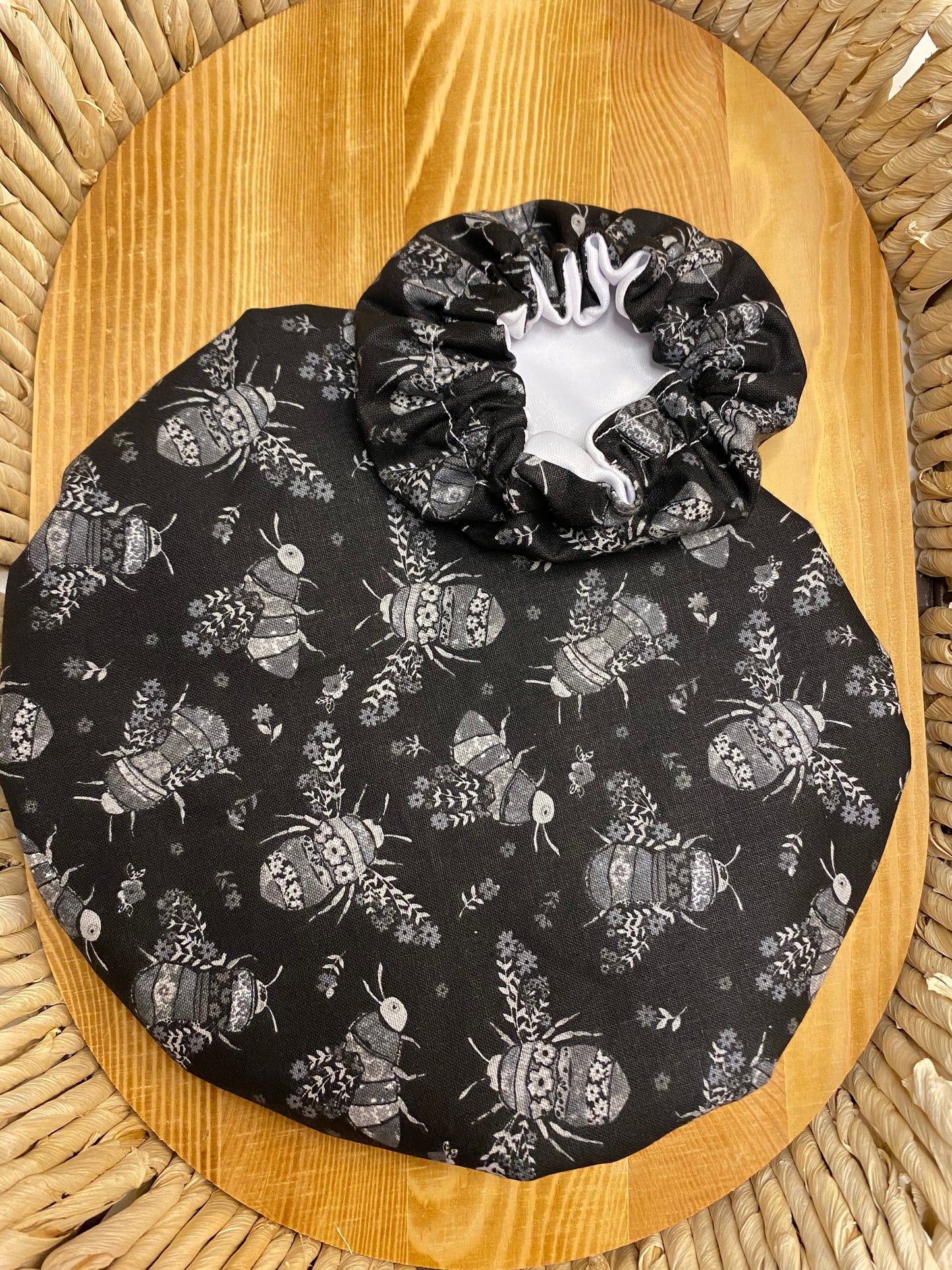 Reusable Bowl Covers: Black Floral Bees