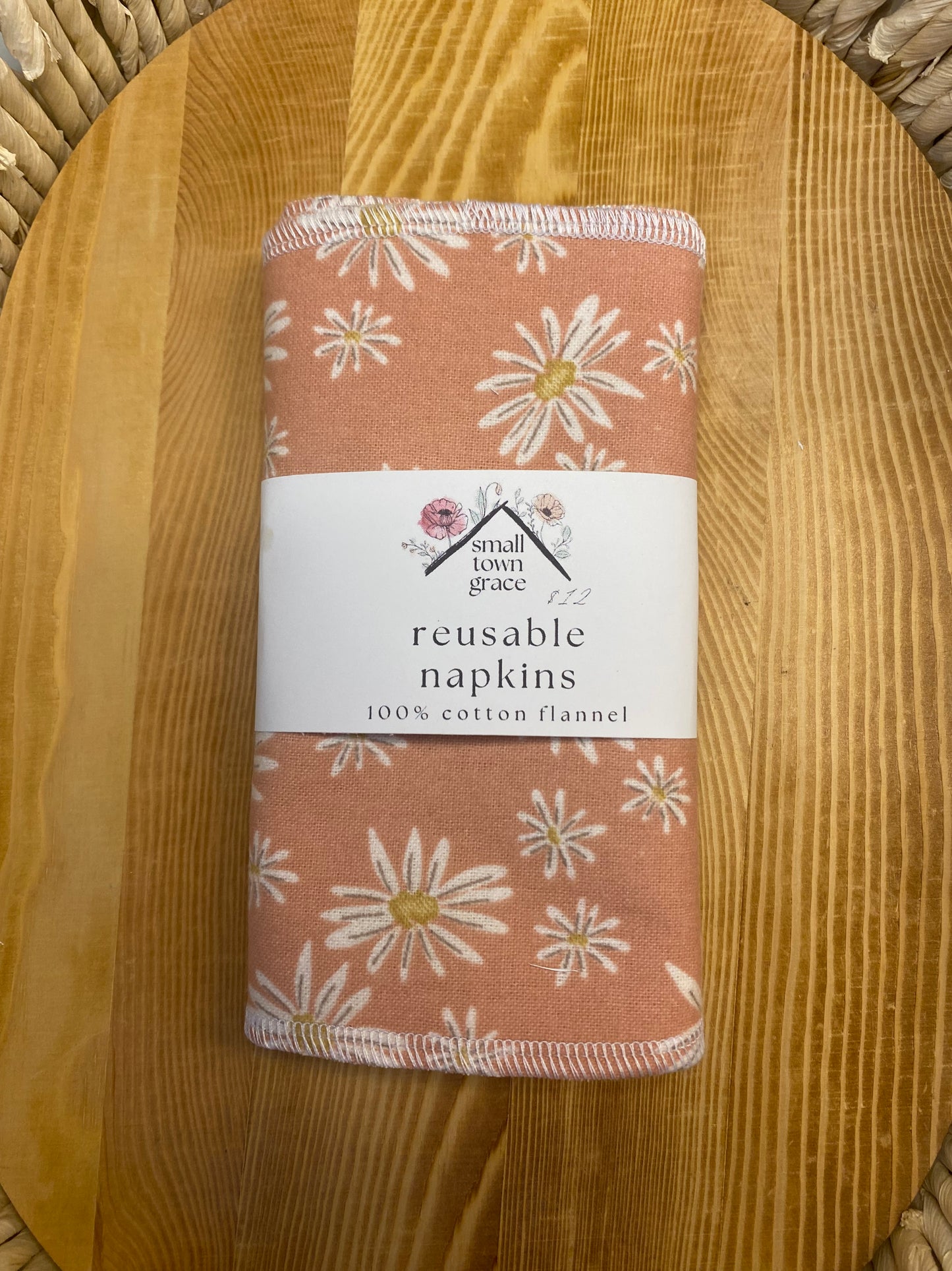 Pink & White Flowers Reusable Napkins