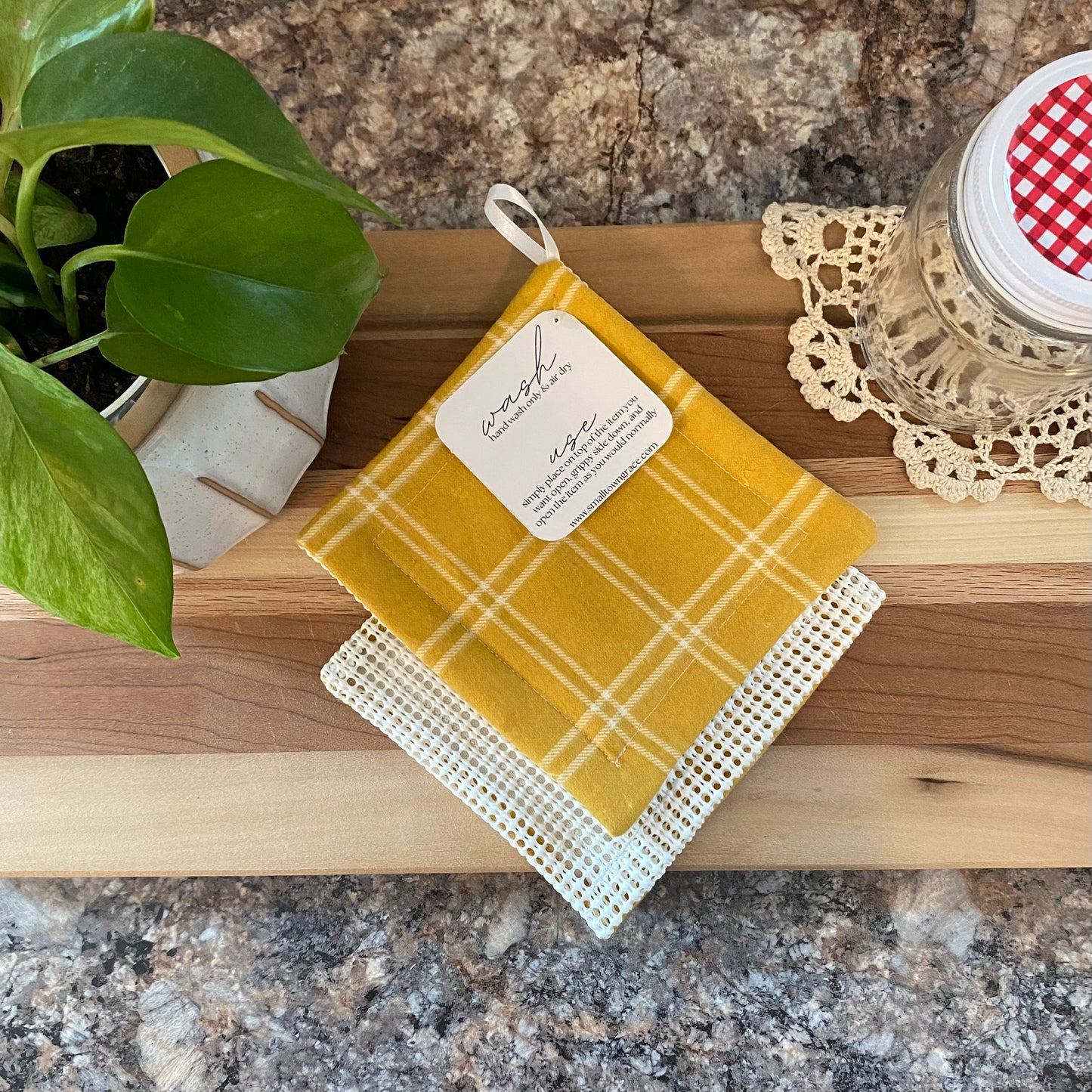 Mustard Plaid Jar Gripper