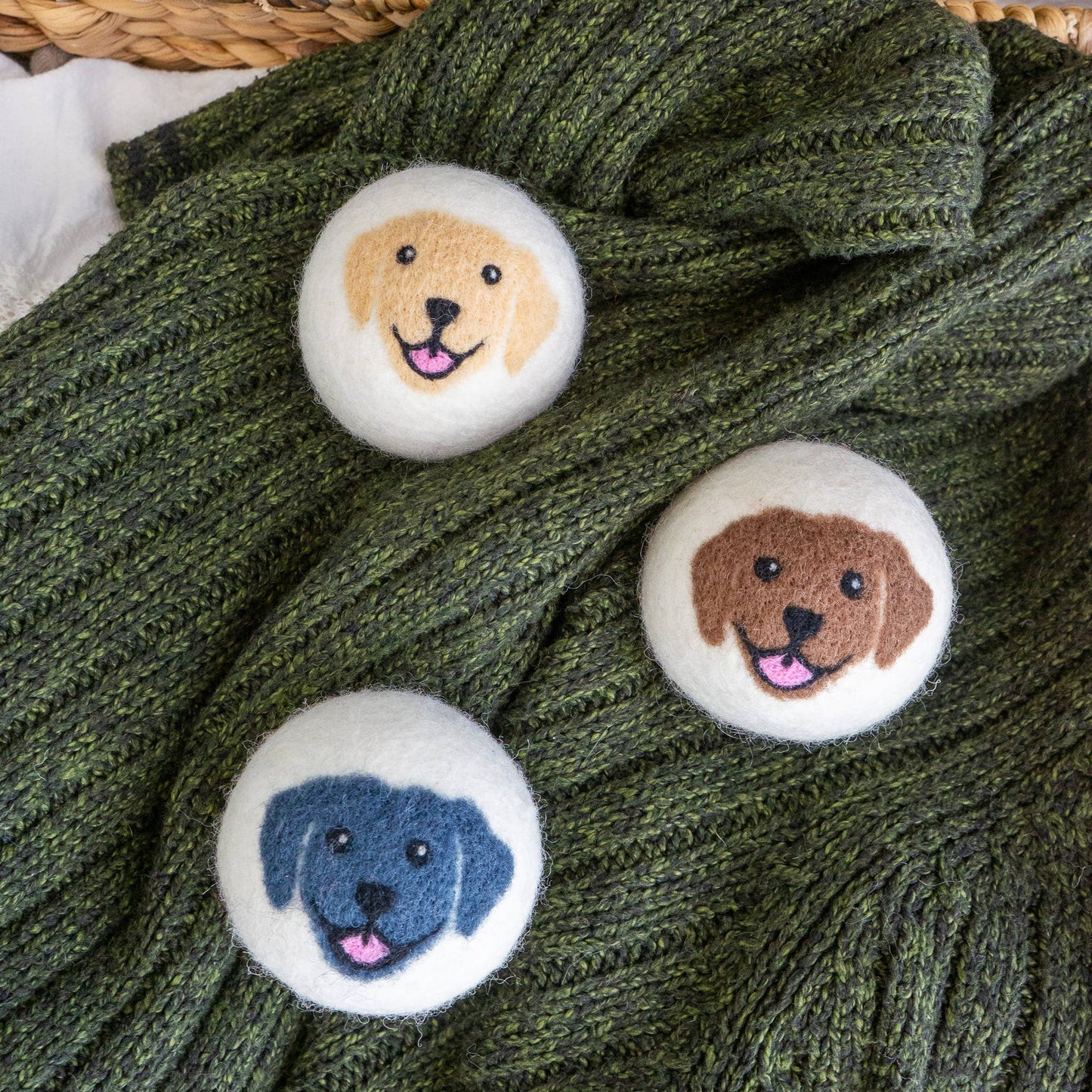 Happy Dogs Eco Wool Dryer Balls - Mix of 3 colors: PACKAGE FREE