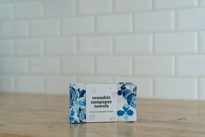 Reusable Paper Towels - Indigo Rose: 6 Pack Rolled