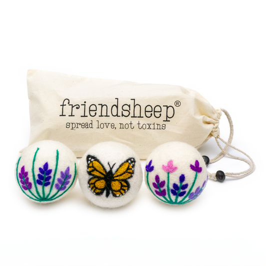 Butterfly Lavender Fields Eco Wool Dryer Balls - Set of 3: PACKAGE FREE