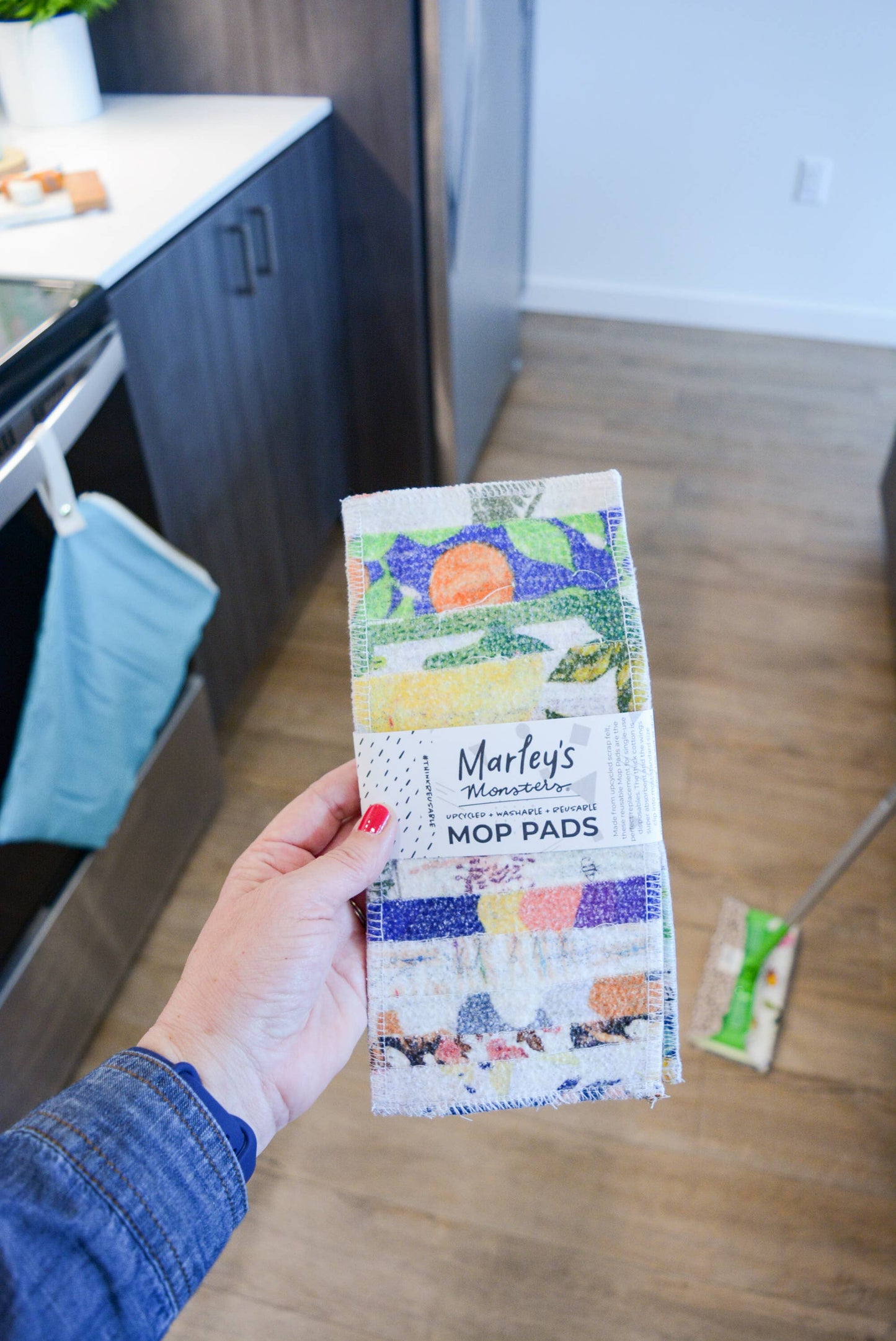 Scrap Felt Mop Pads: Set of 2 - Case of 6: Surprise Prints