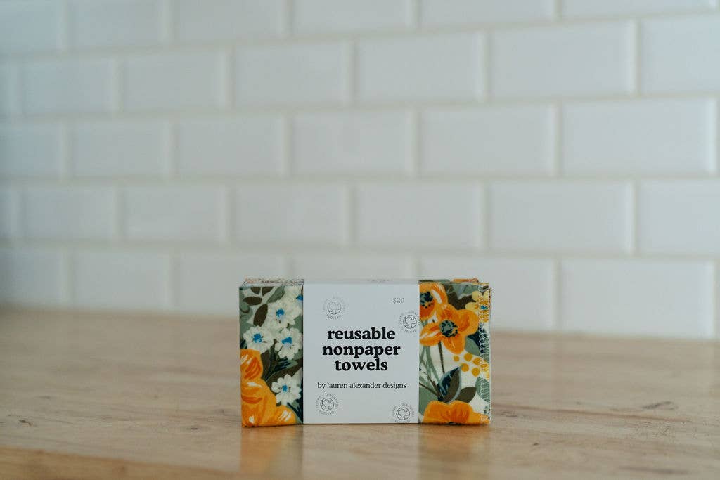 Reusable Paper Towels - Golden Days: 6 Pack Rolled