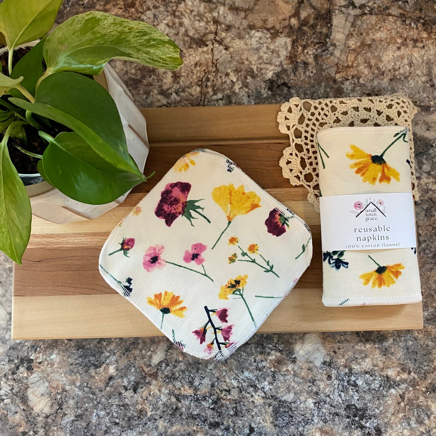 Pressed Flowers Reusable Napkins
