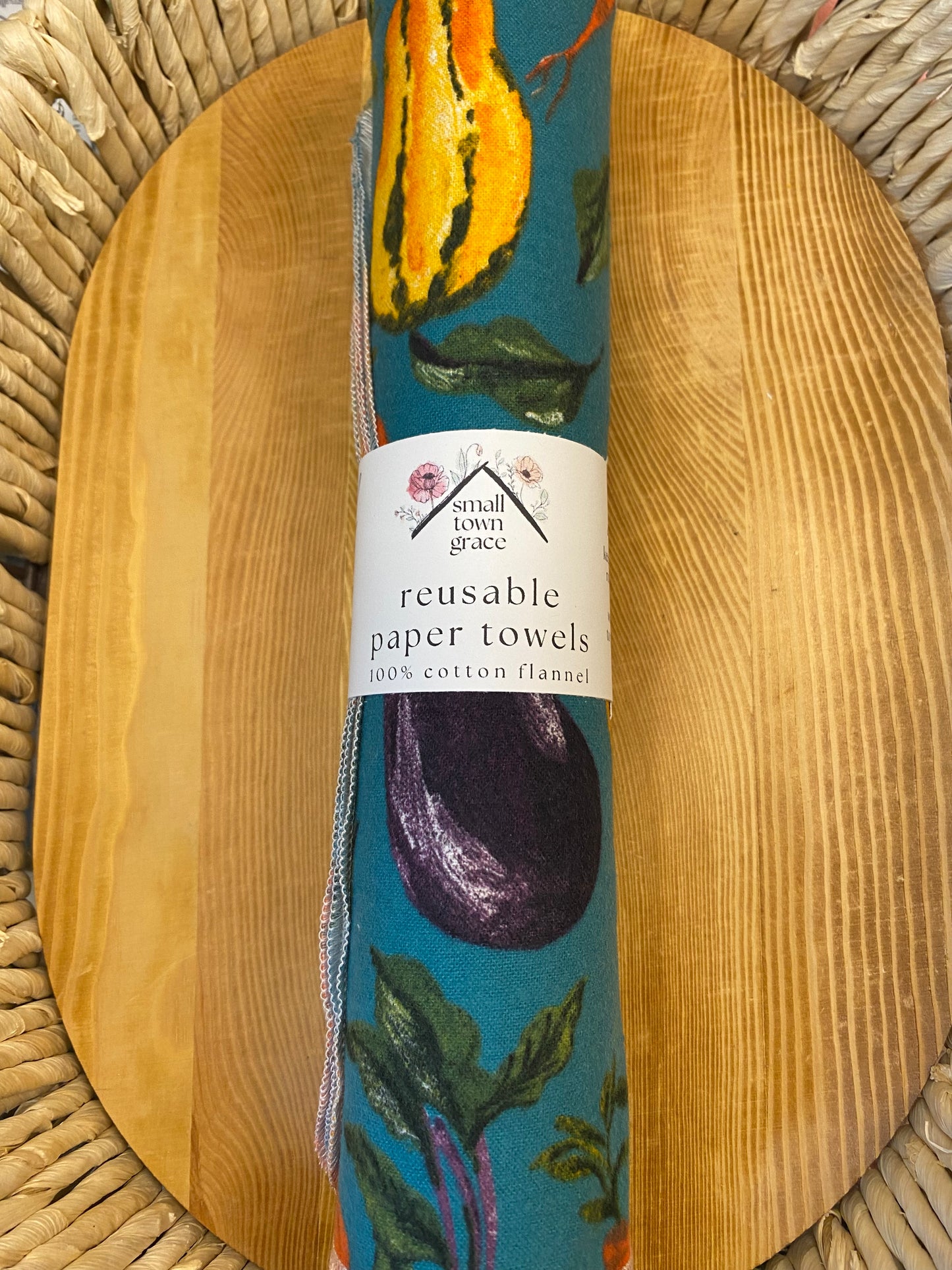 Teal Veggies Reusable Paper Towels