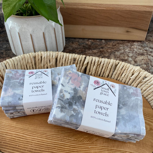 Gray Floral Reusable Paper Towels