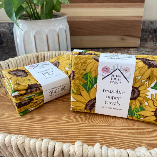 Yellow Sunflowers Reusable Paper Towels