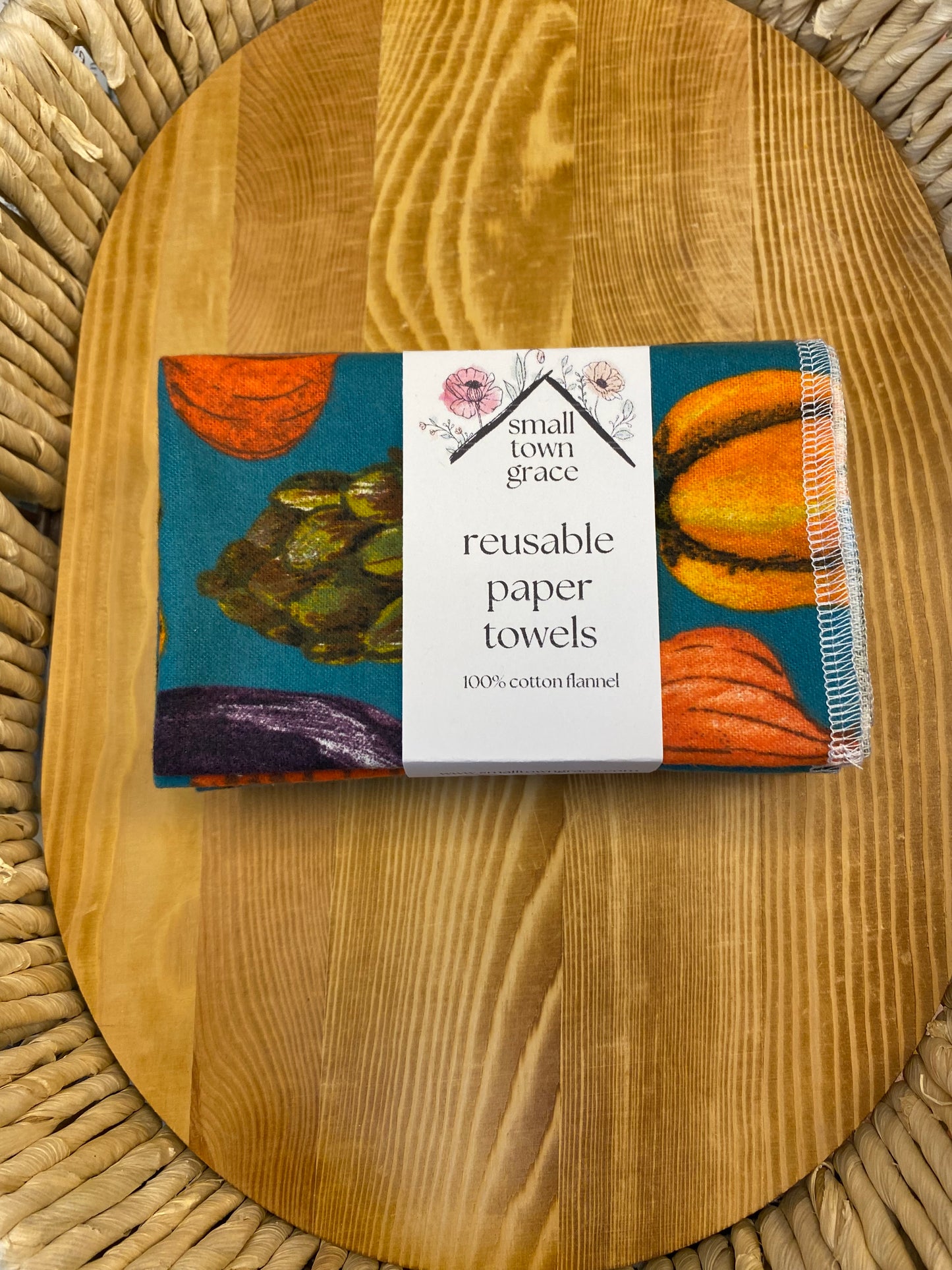 Teal Veggies Reusable Paper Towels