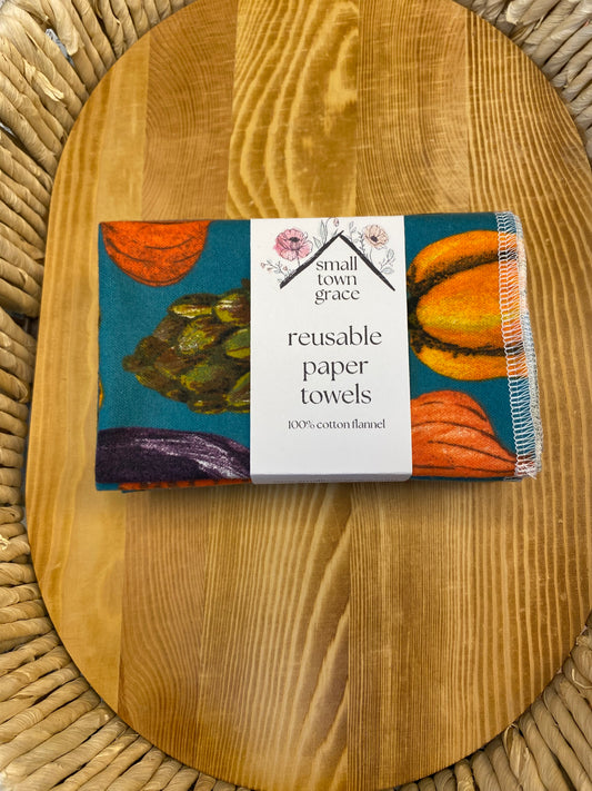 Teal Veggies Reusable Paper Towels