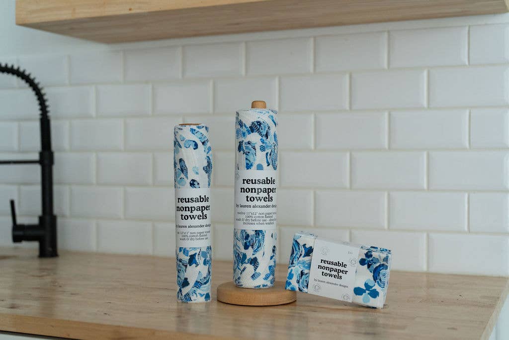 Reusable Paper Towels - Indigo Rose: 6 Pack Rolled