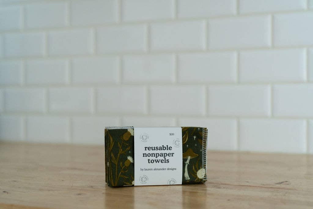 Reusable Paper Towels - Wooded Whimsy: 6 Pack Folded