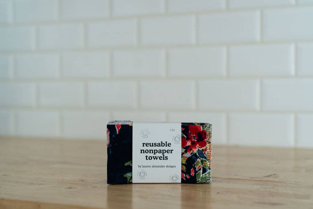 Reusable Paper Towels - Botanist : 6 Pack Folded