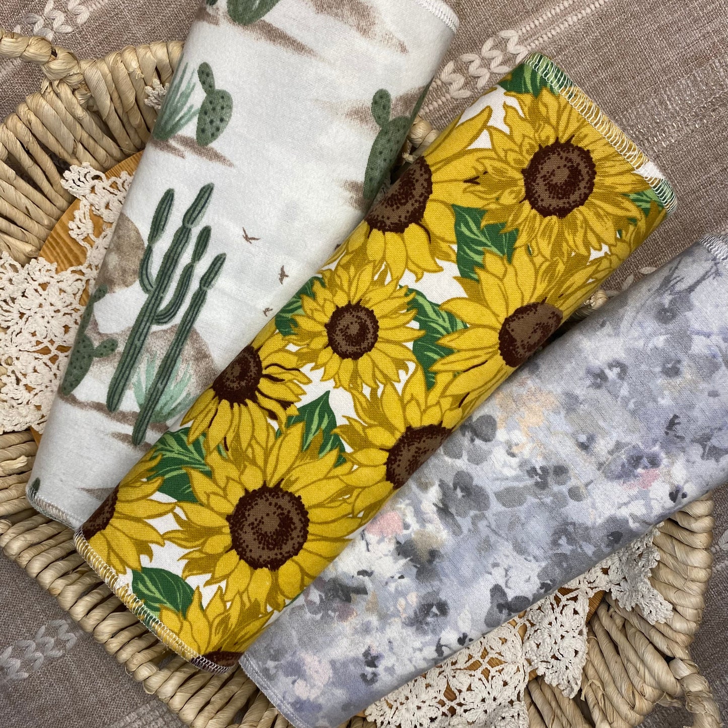 Gray Floral Reusable Paper Towels