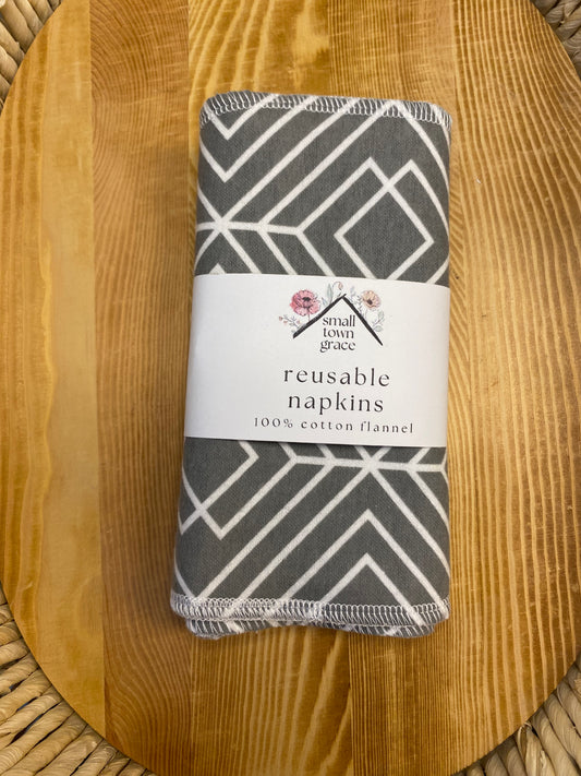 Gray Geo Reusable Napkins