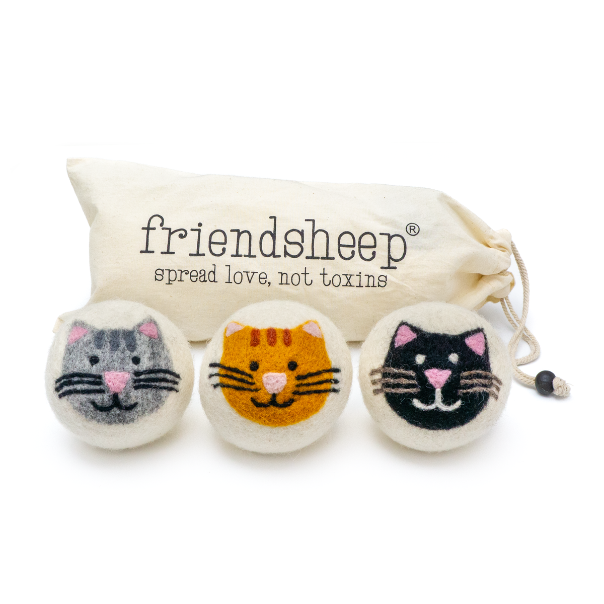 Wool Dryer Ball Cat Mix (Orange, Grey, Black) - House Cats: PACKAGE FREE (no bag)