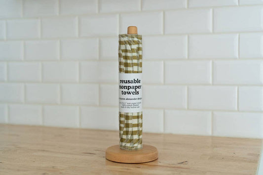 Reusable Paper Towels - Green Gingham : 6 Pack Rolled