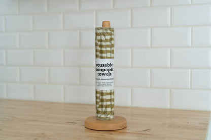 Reusable Paper Towels - Green Gingham : 6 Pack Folded