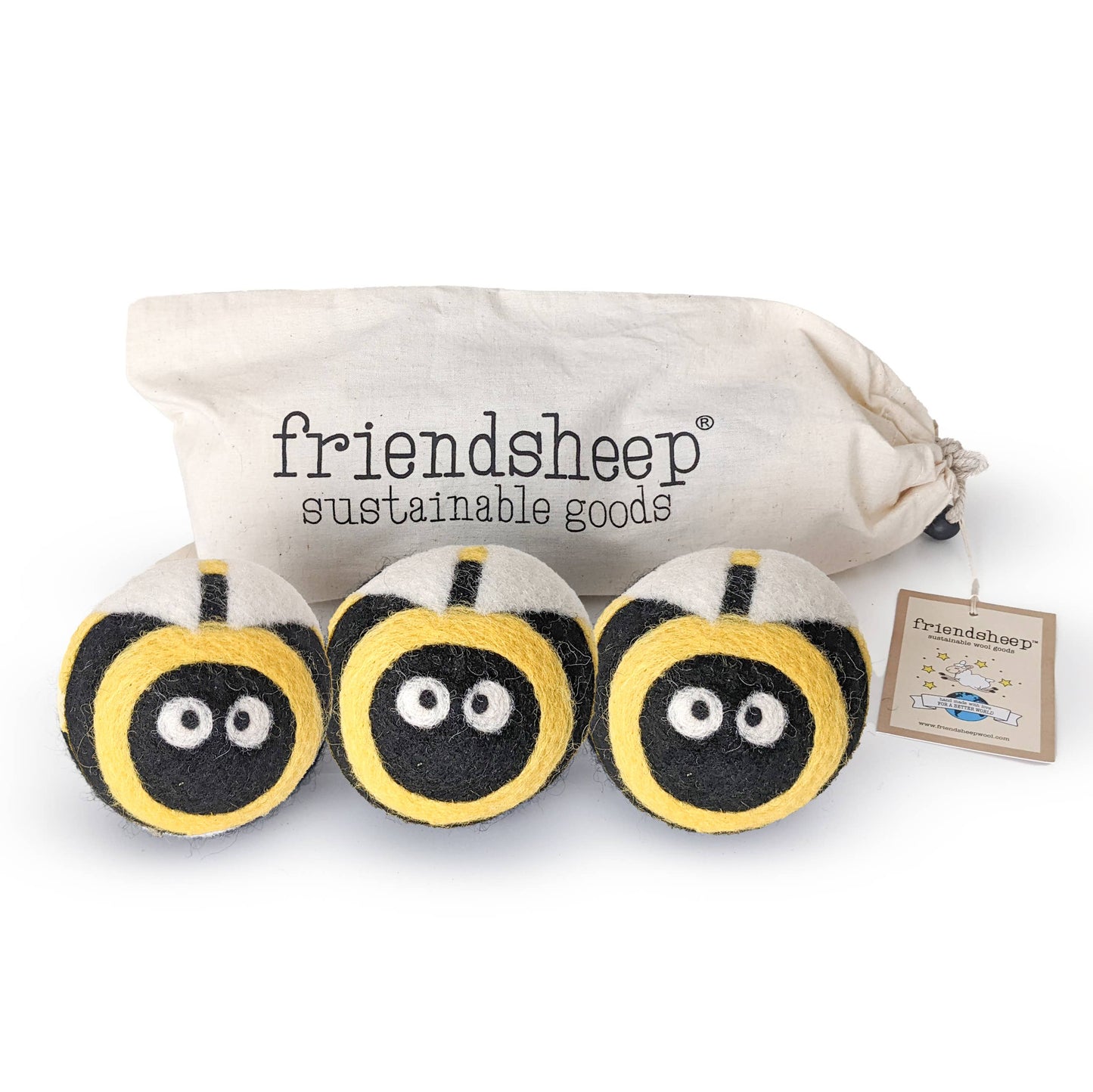 Bee Trio Eco Wool Dryer Balls - Set of 3: PACKAGE FREE