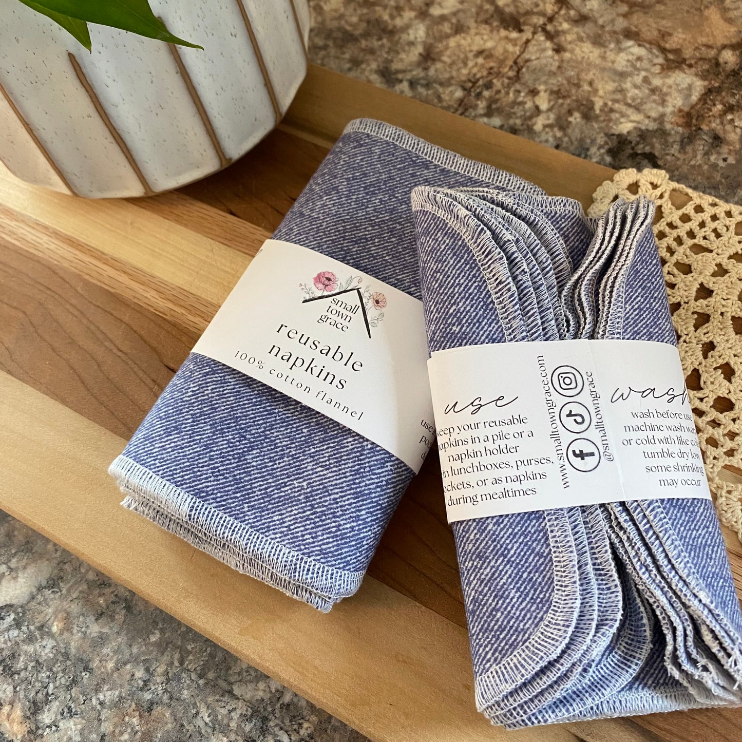Blue Jean Teddy Reusable Napkins
