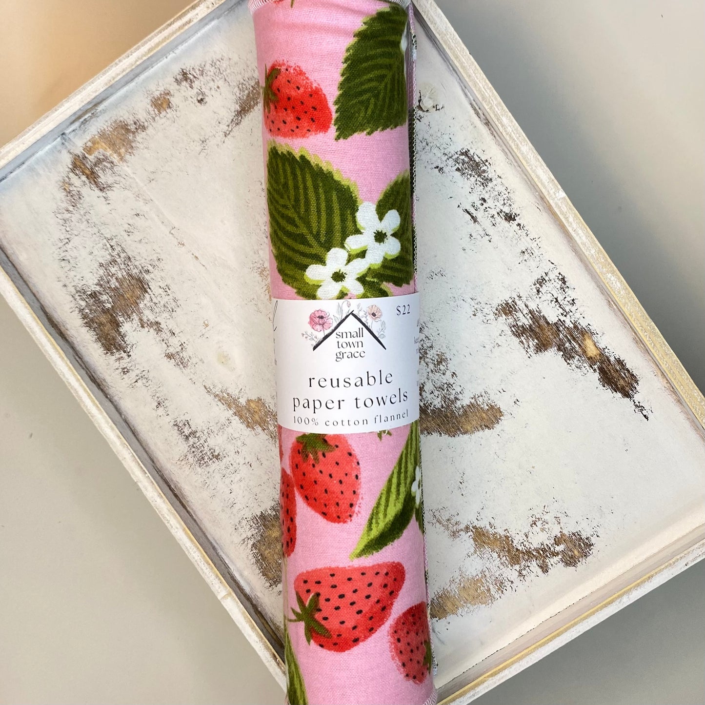 Pink Strawberries Reusable Paper Towels