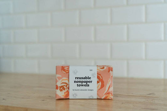 Reusable Paper Towels - Rose Gathering: 6 Pack Folded