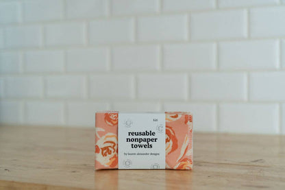 Reusable Paper Towels - Rose Gathering: 6 Pack Rolled