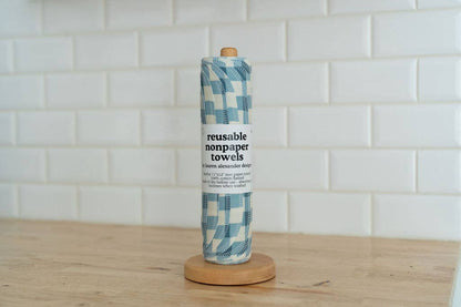 Reusable Paper Towels - Blue Gingham: 6 Pack Folded