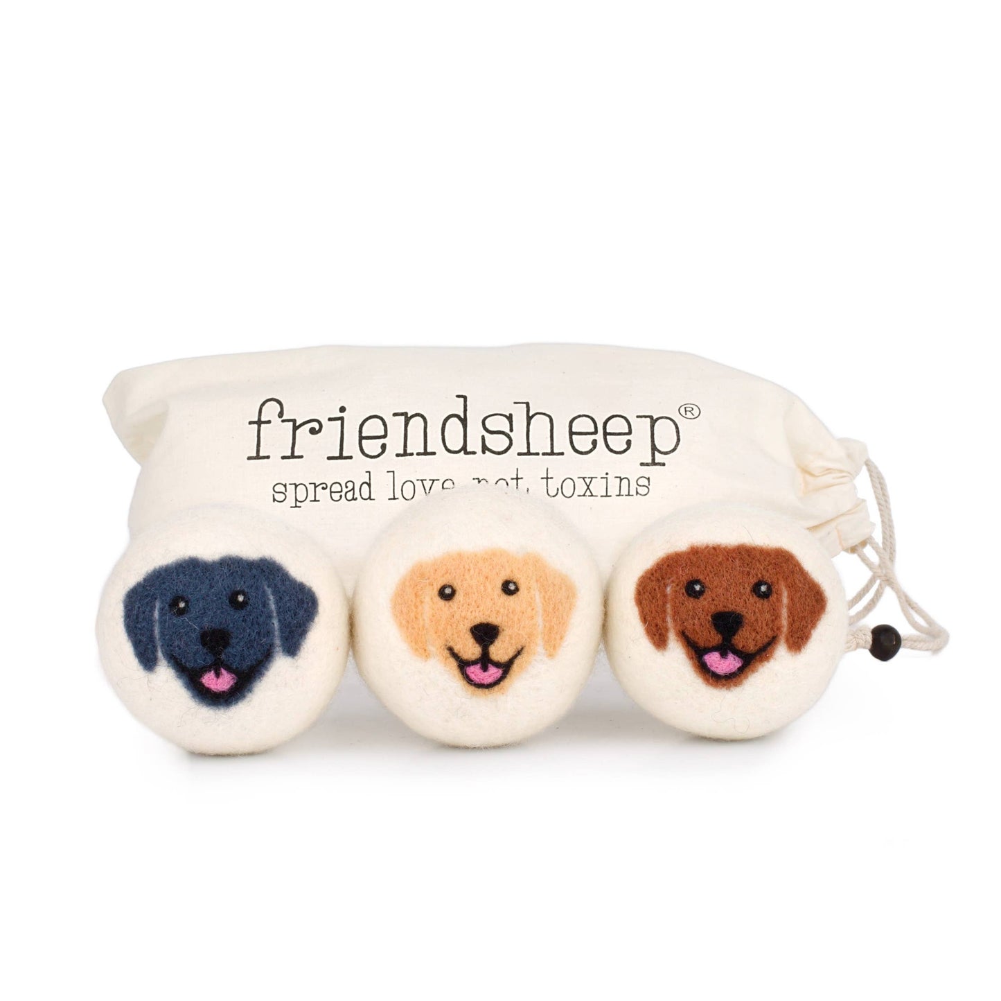 Happy Dogs Eco Wool Dryer Balls - Mix of 3 colors: PACKAGE FREE