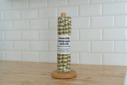 Reusable Paper Towels - Green Gingham : 6 Pack Rolled