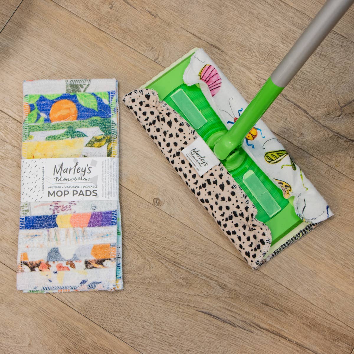 Scrap Felt Mop Pads: Set of 2 - Case of 6: Surprise Prints