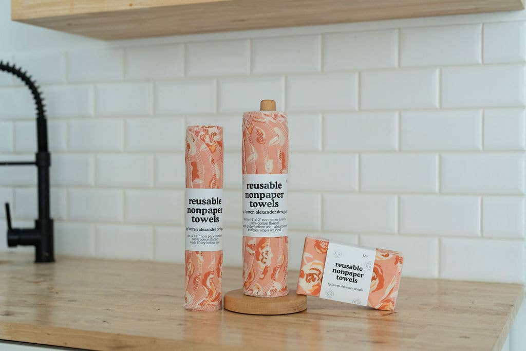 Reusable Paper Towels - Rose Gathering: 6 Pack Rolled