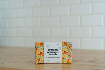 Reusable Paper Towels - Retro Meadow: 6 Pack Folded