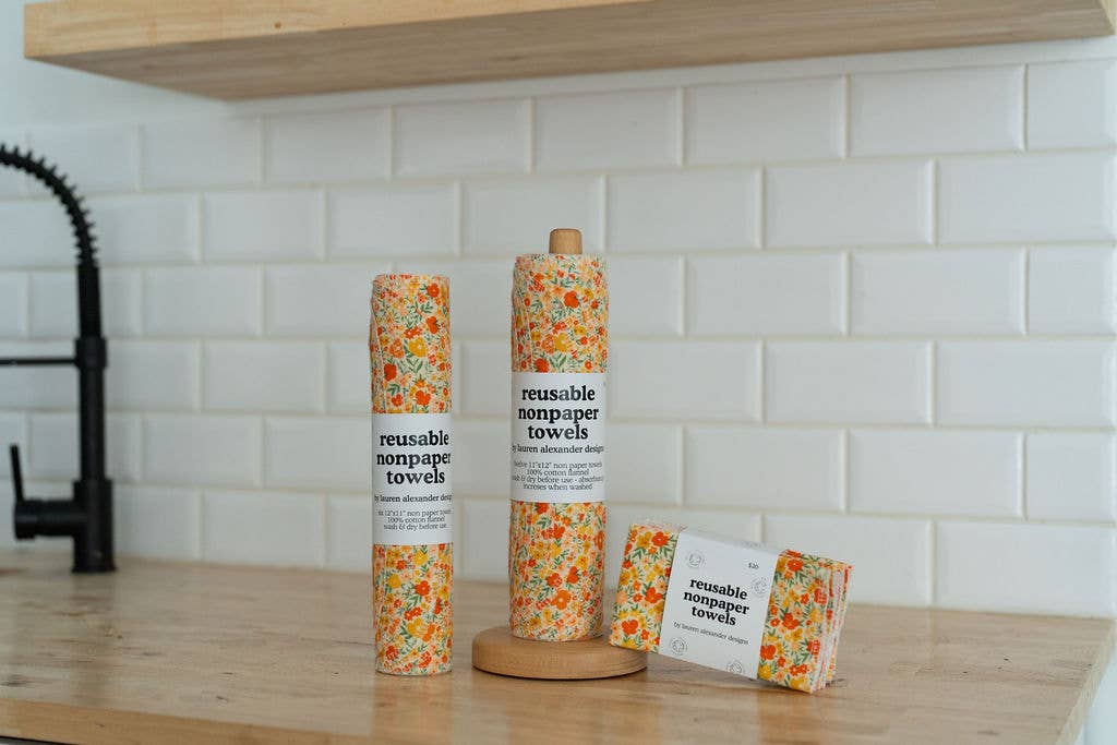 Reusable Paper Towels - Retro Meadow: 6 Pack Folded
